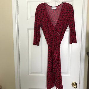 Red and Black Wrap Dress